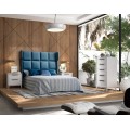 Moderní luxusní čalouněná postel Estoril s členitým vysokým čelem na matraci 135/150 / 180cm