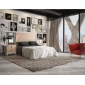 Masivní luxusní postel Estoril s hranatým čelem a čalouněným rámem na matraci 135/150 / 180cm