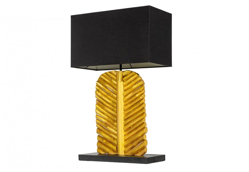 Masivní zlatá noční lampa Misivo s tmavým hranatým stínítkem 63cm
