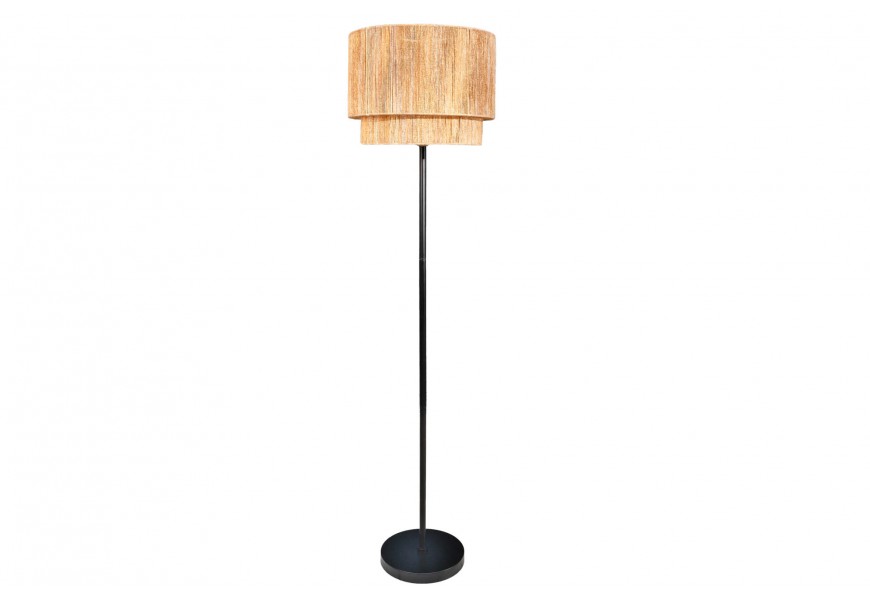 Moderní vysoká stojací lampa Lingot s vyplétaným stínítko z papírového ratanu 150cm