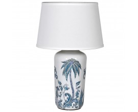 Keramická orientální stolní lampa Manaca s modrým vzorem palmy 61cm