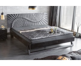 Moderní luxusní masivní manželská postel Cumbria v černé barvě na matraci 180x200cm