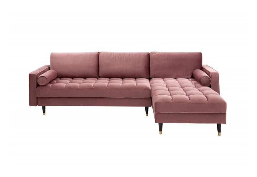 Moderní růžová sedačka Velluto s nožičkami v luxusním Art-deco stylu 260cm