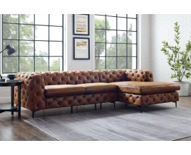 Chesterfield rohová sedačka Modern Barock v antické hnědé barvě na nožičkách 275