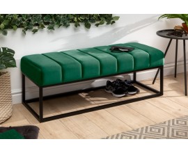 Retro stylová lavice Taxil se smaragdových potahem ze sametu 110cm