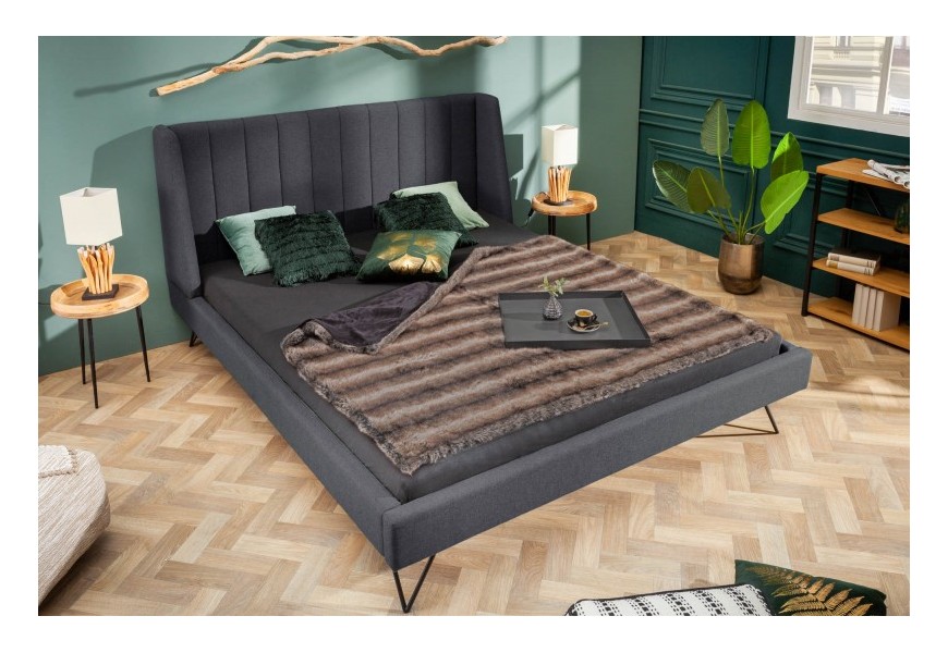 Designová čalouněná manželská postel Taxil Mode s potahem v antracitové barvě 160x200cm