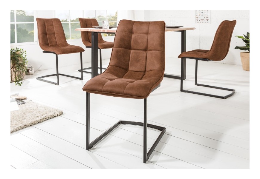 Designová hnědá jídelní židle Suave s černou kovovou konstrukcí 88cm