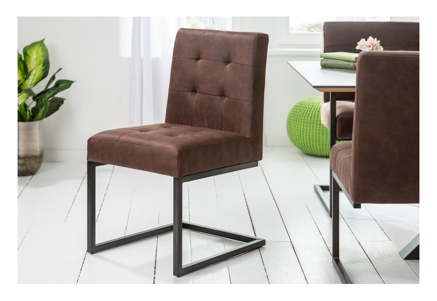 Designová hnědá čalouněná jídelní židle Vesoul s kovovou konstrukcí 86cm
