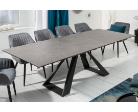 Designový rozkládací jídelní stůl šedohnědý Laguna s černými kovovými nohami 180 / 230cm