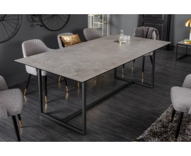 Industriální jídelní stůl Collabor černé barvy s betonovým vzhledem 200cm
