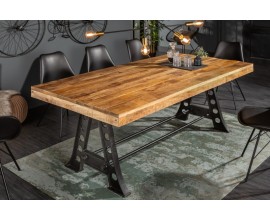 Industriální designový jídelní stůl Machine z mangového masivu s kovovou konstrukcí 240cm