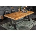 Industri&aacute;ln&iacute; designov&yacute; j&iacute;deln&iacute; stůl Machine z mangov&eacute;ho masivu s kovovou konstrukc&iacute; 240cm