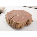 Masivní příruční stolek Terra z kmene akácie v přírodním odstínu na kolečkách 80cm