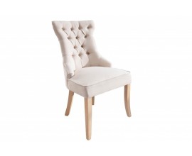 Chesterfield j&iacute;deln&iacute; židle Torino s chesterfield pro&scaron;&iacute;v&aacute;n&iacute;m v b&iacute;l&eacute; barvě a klepadlem 96cm