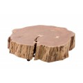 Masivní příruční stolek Terra z kmene akácie v přírodním odstínu na kolečkách 80cm