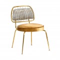 Art-deco luxusní zlatá jídelní židle Brilon se sametovým čalouněním 78cm