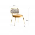 Art-deco luxusní zlatá jídelní židle Brilon se sametovým čalouněním 78cm