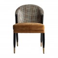 Art-deco luxusní hořčicová židle Brilon s černými masivními nohami 84cm