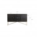 Art-deco luxusní příborník Barz s dekorativními černými dvířky a zlatými nohama 152cm