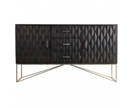 Art-deco luxusní příborník Barz s dekorativními černými dvířky a zlatými nohama 152cm