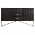 Art-deco luxusní příborník Barz s dekorativními černými dvířky a zlatými nohama 152cm