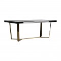 Art-deco luxusní jídelní stůl Oliva s černou hranatou deskou a zlatou konstrukcí 200cm