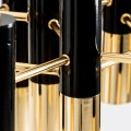 Art-deco luxusní zlato-černý lustr Lena z kovových válců 60cm