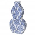 Designová tvarovaná váza modro-bílé barvy se vzorem 38cm