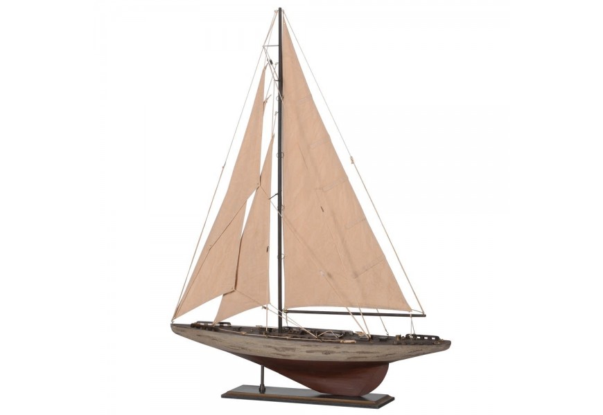 Stylový dřevěný model námořní jachty v starožitném vzhledu 98cm