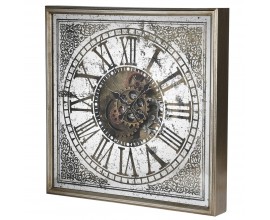 Nástěnné hodiny s antickým vzhledem čtvercové zlaté 59cm