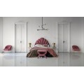 Art-deco luxusní křeslo Ossera v růžovém sametovém prošívaném potahu 77cm