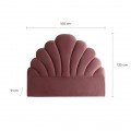 Art-deco růžové čelo postele Ossera ve tvaru mušle ze sametu 160cm