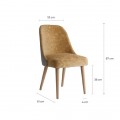 Art-deco luxusní hořčicová židle Lage s dřevěnými nohami 87cm