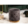 Chesterfield zámecká kruhová taburetka Modern Barock černé barvy ze sametu 36cm