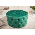 Stylová chesterfield taburetka Modern Barock v zelené barvě s úložným prostorem 75cm