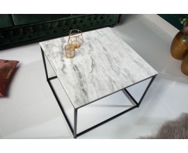 Art-deco stylový konferenční stolek Elements Blanc z leštěného mramoru 50cm