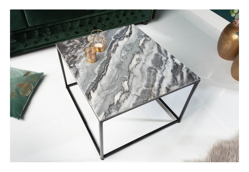 Art-deco designový konferenční stolek Elements Gris z leštěného mramoru 50cm
