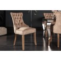Stylov&aacute; židle Torino s Chesterfield pro&scaron;&iacute;v&aacute;n&iacute;m se sametov&yacute;m potahem hněd&eacute; barvy s klepadlem 96cm