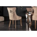 Stylov&aacute; židle Torino s Chesterfield pro&scaron;&iacute;v&aacute;n&iacute;m se sametov&yacute;m potahem hněd&eacute; barvy s klepadlem 96cm