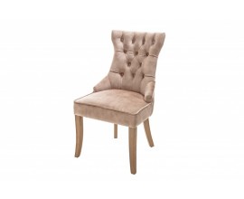 Stylová židle Torino s Chesterfield prošíváním se sametovým potahem hnědé barvy s klepadlem 96cm