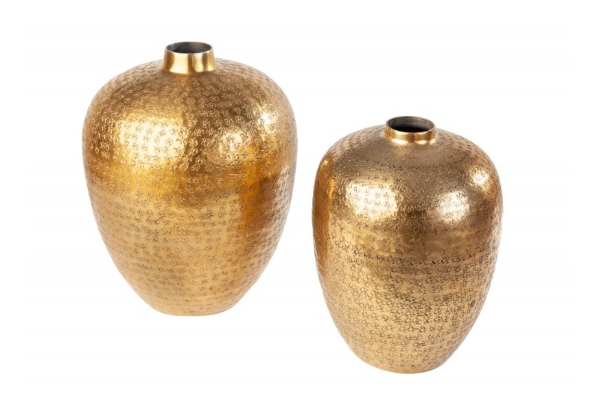 Orientální vázy Retrivee se zlatým tepaným povrchem 33cm