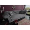 Chesterfield stříbrně šedá sametová pohovka Contessa 230cm