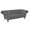 Chesterfield stříbrně šedá sametová pohovka Contessa 230cm