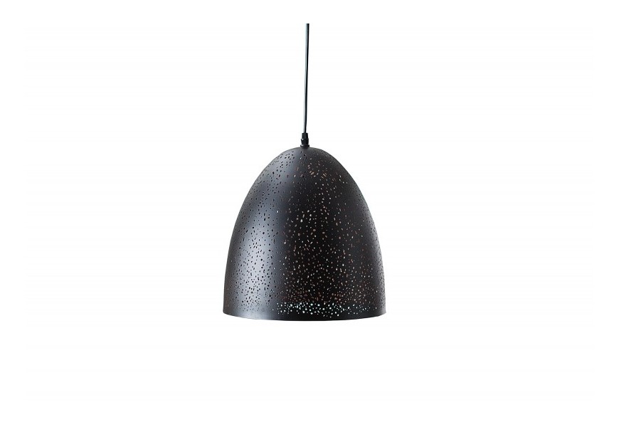 Moderní černo-měděná závěsná lampa Night Sky II s dírkovaným vzorem 30cm