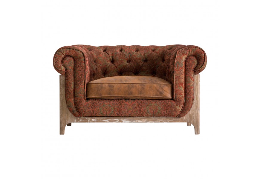 Vintage křeslo Chesterfield Bath červenohnědé 120cm