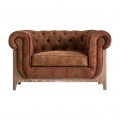 Vintage křeslo Chesterfield Bath červenohnědé 120cm