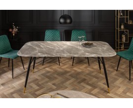 Retro jedinečný jídelní stůl Forisma s šedou povrchovou deskou s mramorovým vzhledem 180 cm