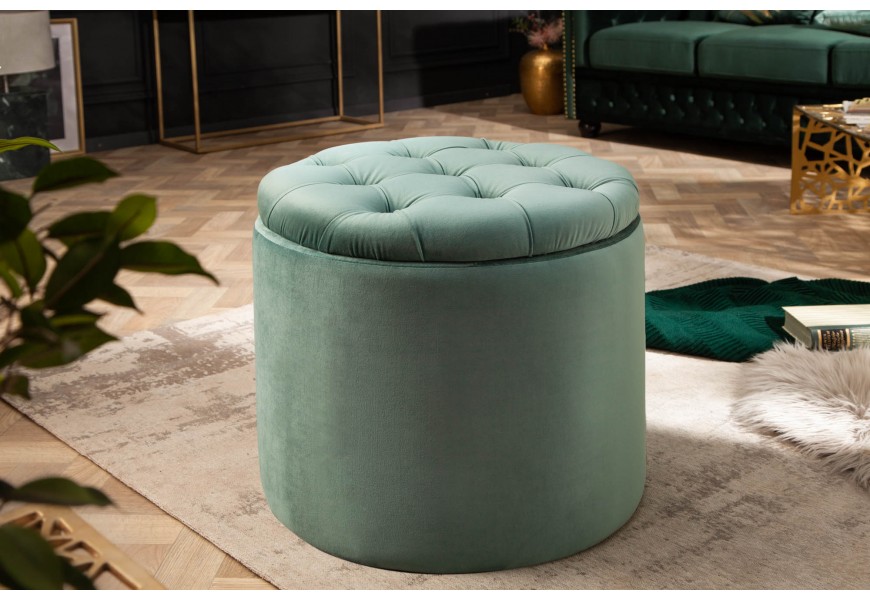 Zámecká nadčasová mátová taburetka Modern Barock s úložným prostorem 50cm