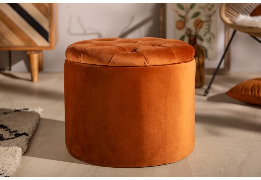 Zámecká luxusní oranžová taburetka Modern Barock s úložným prostorem 50cm