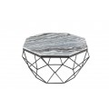 Art-deco stylový konferenční stolek Adamantino s šedou mramorovou deskou a černou konstrukcí 69cm